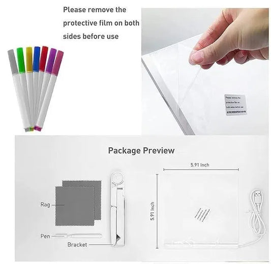 3D LED Writing Board β Glow Your Messages Instantly Write, Draw & Display with Bright Acrylic Light