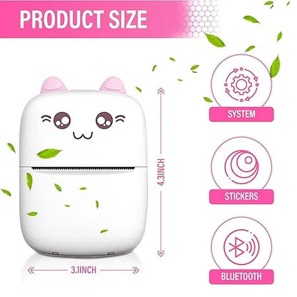 Bluetooth Mini Printer for Students | Inkless Wireless Thermal Printer (Black & White) | Portable Ink Free Printer
