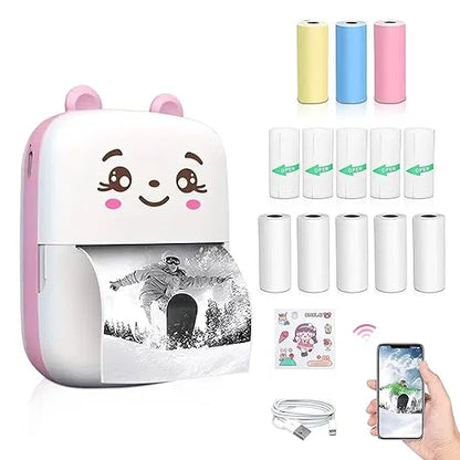 Bluetooth Mini Printer for Students | Inkless Wireless Thermal Printer (Black & White) | Portable Ink Free Printer