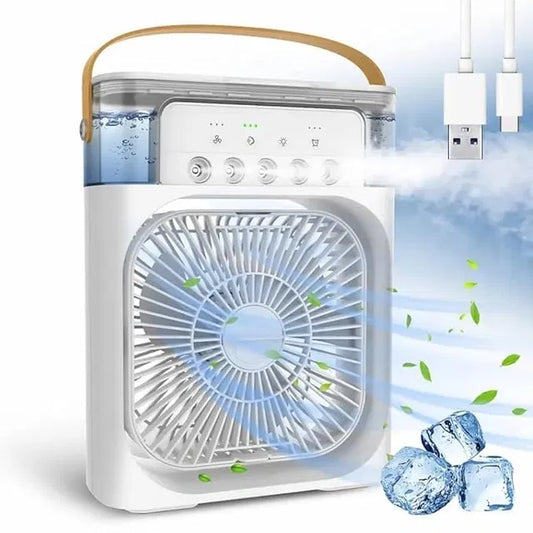 Mini Air Cooler – Portable Cooling Anywhere
3 Speed Fan, Mist Spray & 7 Color LED Light