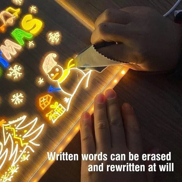 3D LED Writing Board – Glow Your Messages Instantly Write, Draw & Display with Bright Acrylic Light